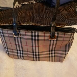 Plaid Designer Tote Bag - Black and Tan